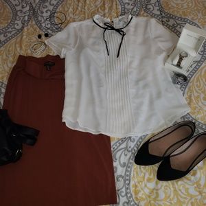 Burnt Orange Color Pencil Skirt